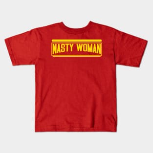 nasty woman text yellow Kids T-Shirt